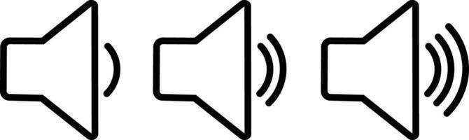 Mute speaker volume button icon . Speaker icon set with ring. Speakers with different sound level vector