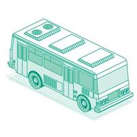 Isometric school bus. Illustration. Outline object isolated on white background. 3D icon. vector
