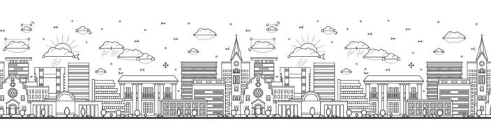 Seamless pattern with Outline Windhoek Namibia City Skyline with Modern and Historic Buildings Isolated on White. Windhoek Cityscape with Landmarks. vector