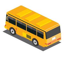 Isometric yellow school bus. Rear back view. Object isolated on white background. 3D icon. vector
