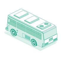 Isometric school bus. Rear back view. Outline object isolated on white background. 3D icon. vector