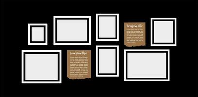 Pictures or photos frame collage layout abstract photo frames and digital photo wall template design vector