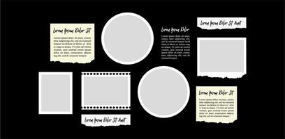 Picture comics page grid layout abstract photo frames and digital photo wall template design vector