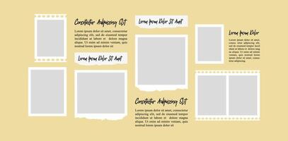 Template Pictures or photos frame collage comics page grid layout abstract photo frames and digital photo wall template vector