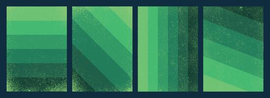 Set of Grunge textured various green layered background design vector