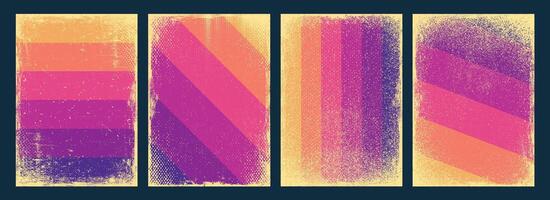Set of Grunge textured various purple themed layered background design vector