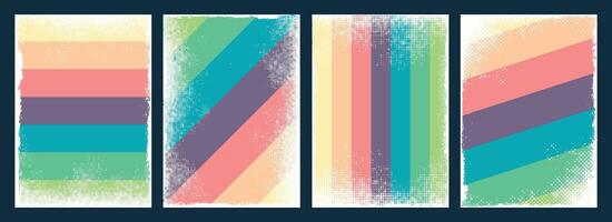 Collection of Grunge textured abstract multi color themed layered background design vector