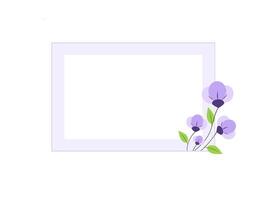 A purple frame with flowers and leaves on it vector