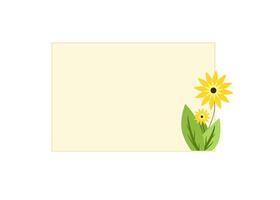 A yellow flower and green leaves are on a blank piece of paper vector