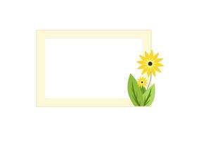 A yellow flower and a blank frame on a white background vector