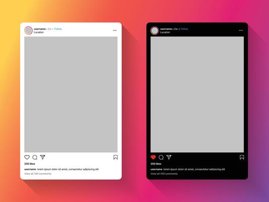Social media post templates in light and dark mode