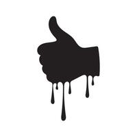 Dripping Hand Silhouette in the Shape of a Thumbs Up Symbol vector