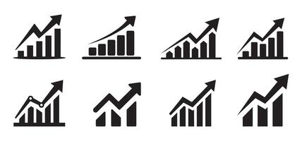 Growth bar graph icon set. Business graphs and charts icons. Statistics and analytics icon. vector