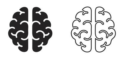 Human brain icon set in filed and line style. illustration vector
