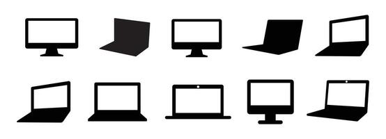 Laptop icon set. Laptop and desktop computer symbol. Monitor icon. Computer, desktop pc. illustration vector