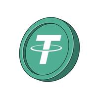 USDT Tether illustration in flat color design. vector