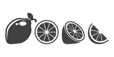 A black and white illustration of a lemon, lime and grapefruit vector