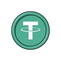 Simple USDT Tether illustration in flat color design. vector