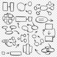 A set of hand drawn diagrams and arrows vector