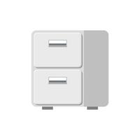 A white filing cabinet with two drawers vector