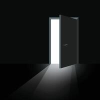 An open door with light coming from it vector