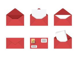 Red envelope icon set illustration vector