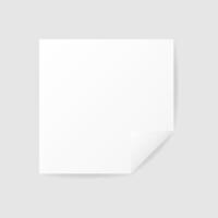 White square paper reminder, sticky note, to do list, realistic sticker with folded edge. illustration isolated with shadow vector