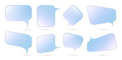 Set of pink blue pastel speech bubbles chat apps iridescent colors isolated on white backgrounds for user interface web design, banner poster element, Layouts, collages, scene design, minimalist style vector