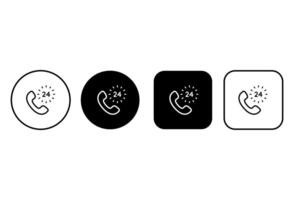 Phone support icons buttons. Editable stroke. 24 hours online talk. Phone call icons vector