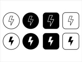 Flash lightning bolt icon set. Energy sign. Flash icon buttons set vector