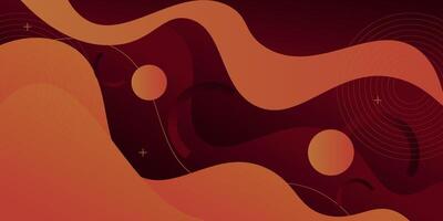 Abstract fluid banner background design. Colorful orange gradient shapes on dark red background. Eps10 vector