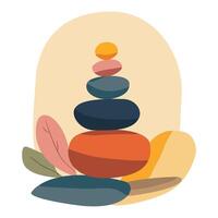 Serene Stack of Balancing Stones in Nature isolate on white vector