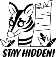 A glyph style sticker of okapi with stay hidden text vector