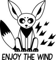 A fennec fox with enjoy wild text, glyph sticker vector