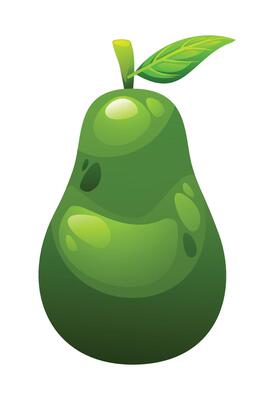 Fresh avocado with leaf on top. cartoon illustration