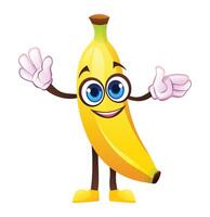Cheerful banana character with open arms. cartoon illustration vector