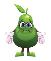 Sad avocado character with disappointed expression. cartoon illustration vector