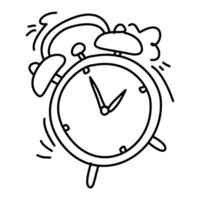 Line art drawing of an alarm clock, symbolizing time management, punctuality, and the importance of routine in education and learning vector