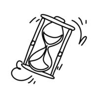 Line art drawing of an hourglass, symbolizing time management, deadlines, and the importance of effective use of time in education and learning vector