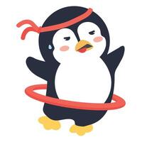 Penguin exercising to stay fit vector