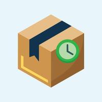 An icon of a box with a clock on it vector