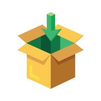 An open box with an arrow pointing out of it vector