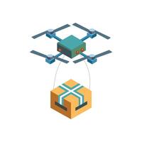 A drone flying over a box with a drone vector
