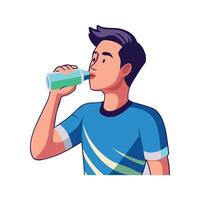A man drinking water from a bottle vector