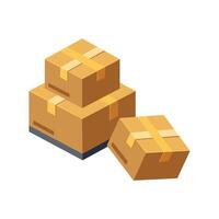 Isometric illustration of a stack of cardboard boxes vector