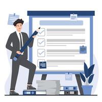 Time management concept to do list task planning, and job checklist efficiency work plan schedule vector