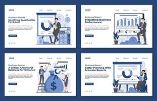 Landing page template business report concept data analysis professional presentation annual report vector