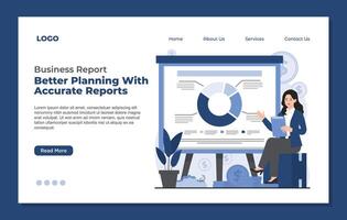 Flat design concept web page template for business analysis and planning, consulting, project management, financial report. vector