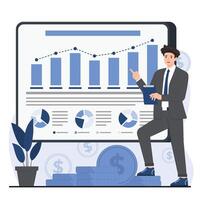 Business report concept data analysis, and professional presentations annual report profit growth vector