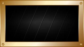 Abstract elegant black background with 3d line and gold frame. Luxury template design. premium illustration vector